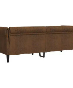 Alternative view of vidaXL 3-Seater Chesterfield Sofa - Brown Fabric Upholstered Living Room Settee - Stylish & Comfortable Furniture