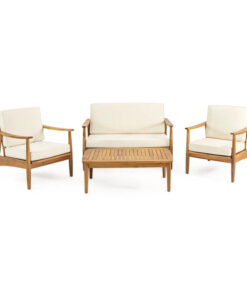 Alternative view of Willowbrook Outdoor Acacia Wood 4 Seater Chat Set by Christopher Knight Home