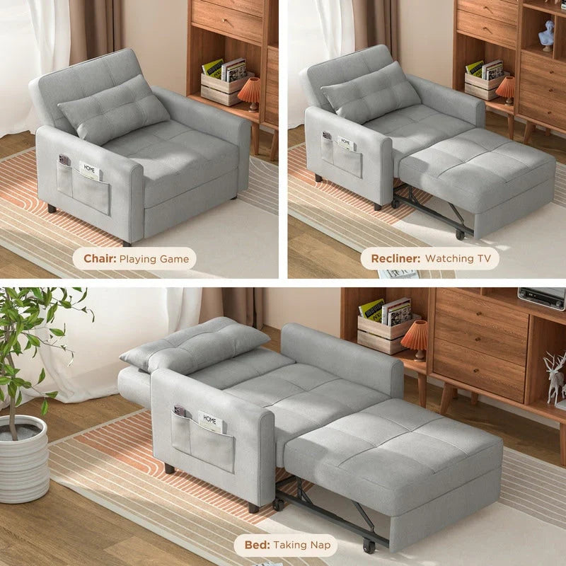 3-in-1 Adjustable Sleeper Sofa Bed, Pull Out Chair Sofa, Convertible Folding Bed for Living Room – Image 36