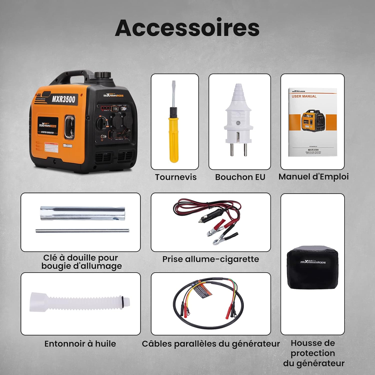 maXpeedingrods 3300W Groupe Electrogene Silencieux Inverter Essence avec Prises USB et 230V Générateur Electrique 4 Temps Generator Léger Secours pour les Caravanes, Garage, Jardin, Camping – Image 7