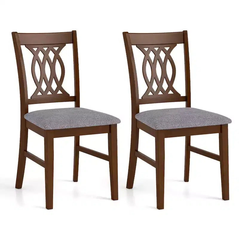 Costway Dining Chairs Set of 4 w/Padded Seat Hollowed Backrest & Rubber Wood Frame – Image 4