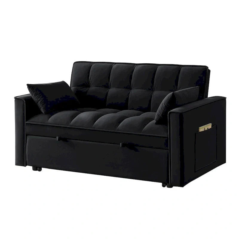 4 in1 Loveseat Sofa Bed with Armrests & Storage Pockets, Multi-Function Tufted Pull-out Sofa Bed with Adjustable Backrest – Image 61