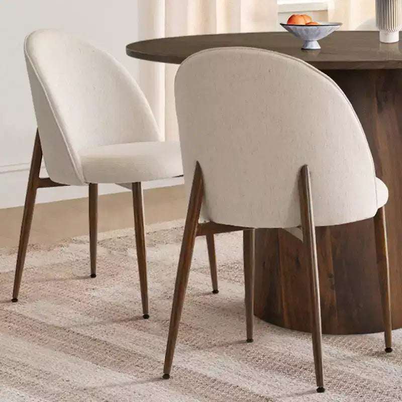5-Piece Round Dining Set, 46 Walnut-Tone Pedestal Table and Armless Upholstered Chairs, for Breakfast Nooks-Panipeachy – Image 2