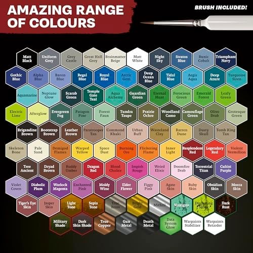 The Army Painter, Warpaints Fanatic Wargamers Set Combo, 102 x 18 ml Peintures Acryliques incl. Métalliques, Lavis, Effets, 2 Pinceaux & 1 Figurine - Ensemble de peinture pour D&D & Warhammer. – Image 7