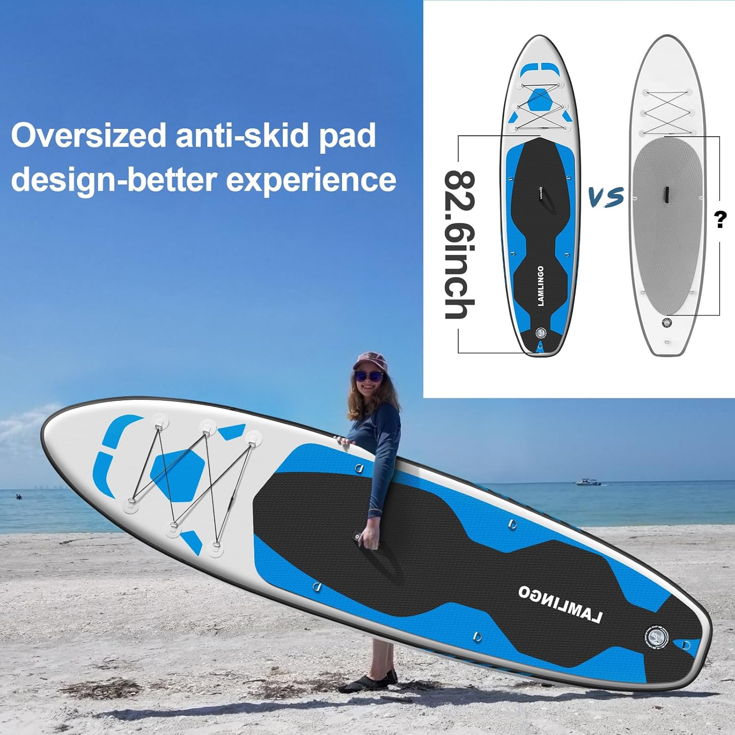 Rolimate Max 200 KG Stand Up Paddle Board Gonflable Adulte, Sup Planche en PVC Construction Ultra Robuste, Kit Pagaie, Pompe à Double Action, Sac à Dos Boîte réparation – Image 4