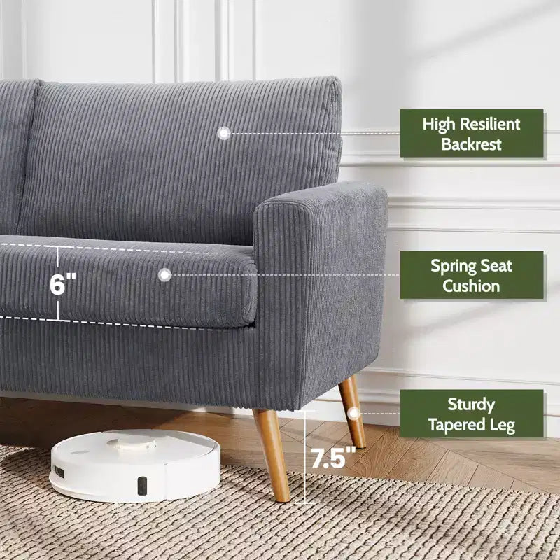 68 Loveseat Sofa Comfy Couch,Modern Loveseat Couches for Living Room/Bedroom,Comfy Sofa with Spring Cushion,Solid Wood,Tool-Free Assembly – Image 22