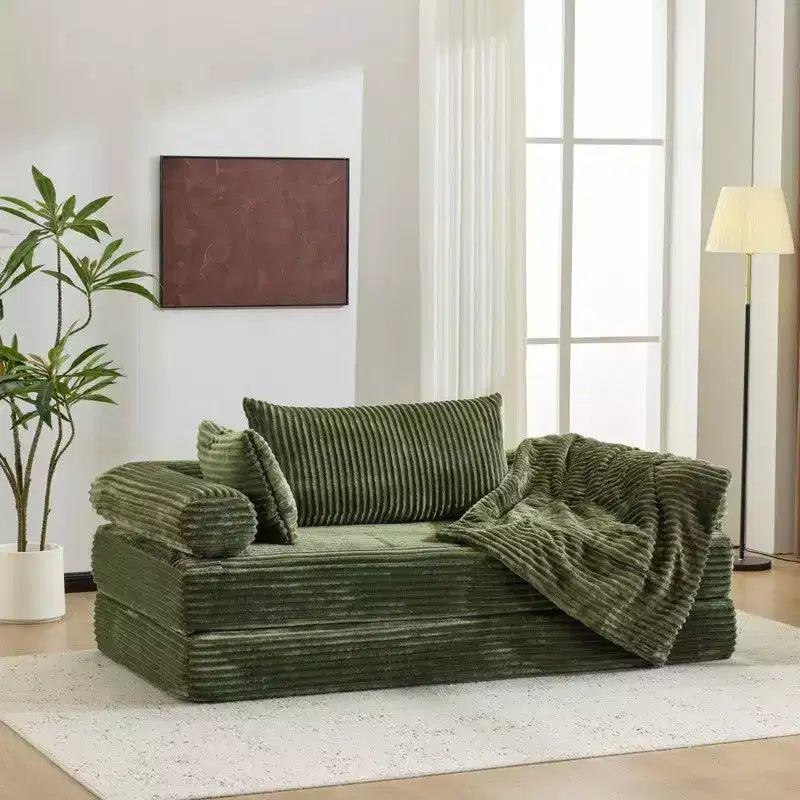 Dark Gray / Gray / Green / Sea Blue Corduroy Convertible Sleeper Sofa Bed, 2-Seater – Image 18