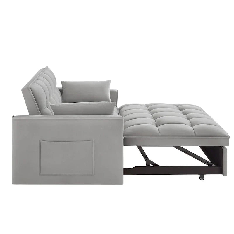 4 in1 Loveseat Sofa Bed with Armrests & Storage Pockets, Multi-Function Tufted Pull-out Sofa Bed with Adjustable Backrest – Image 32
