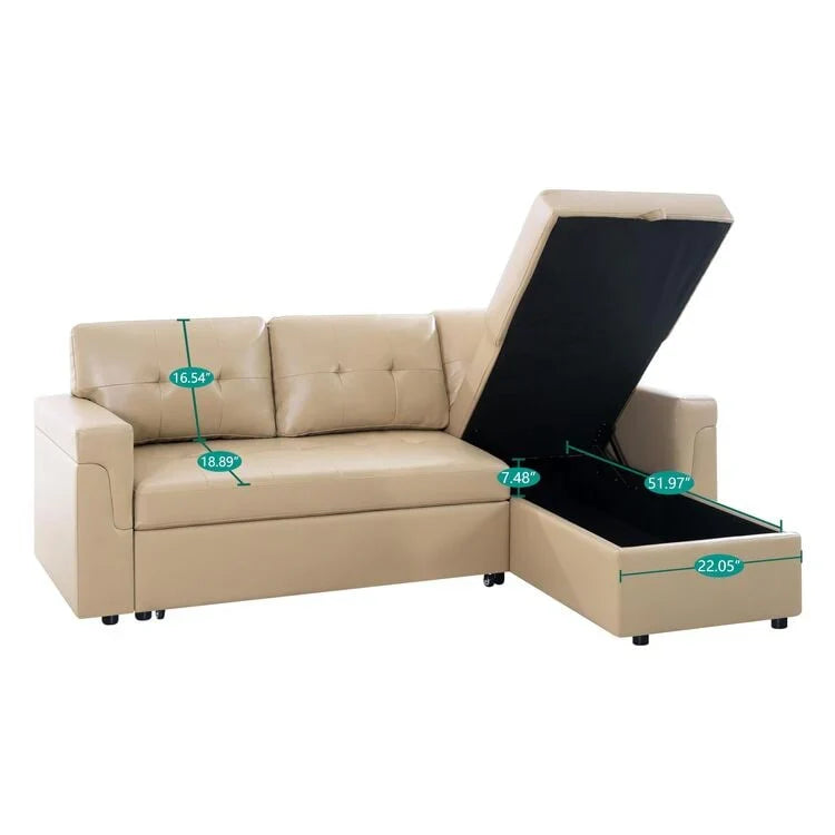 Convertible Reversible Sectional Sofa with Pull-Out Sleeper Bed, Hidden Storage Chaise, and Durable Legs – Image 151