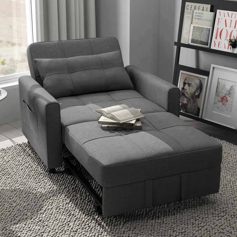 3-in-1 Adjustable Sleeper Sofa Bed, Pull Out Chair Sofa, Convertible Folding Bed for Living Room – Image 66