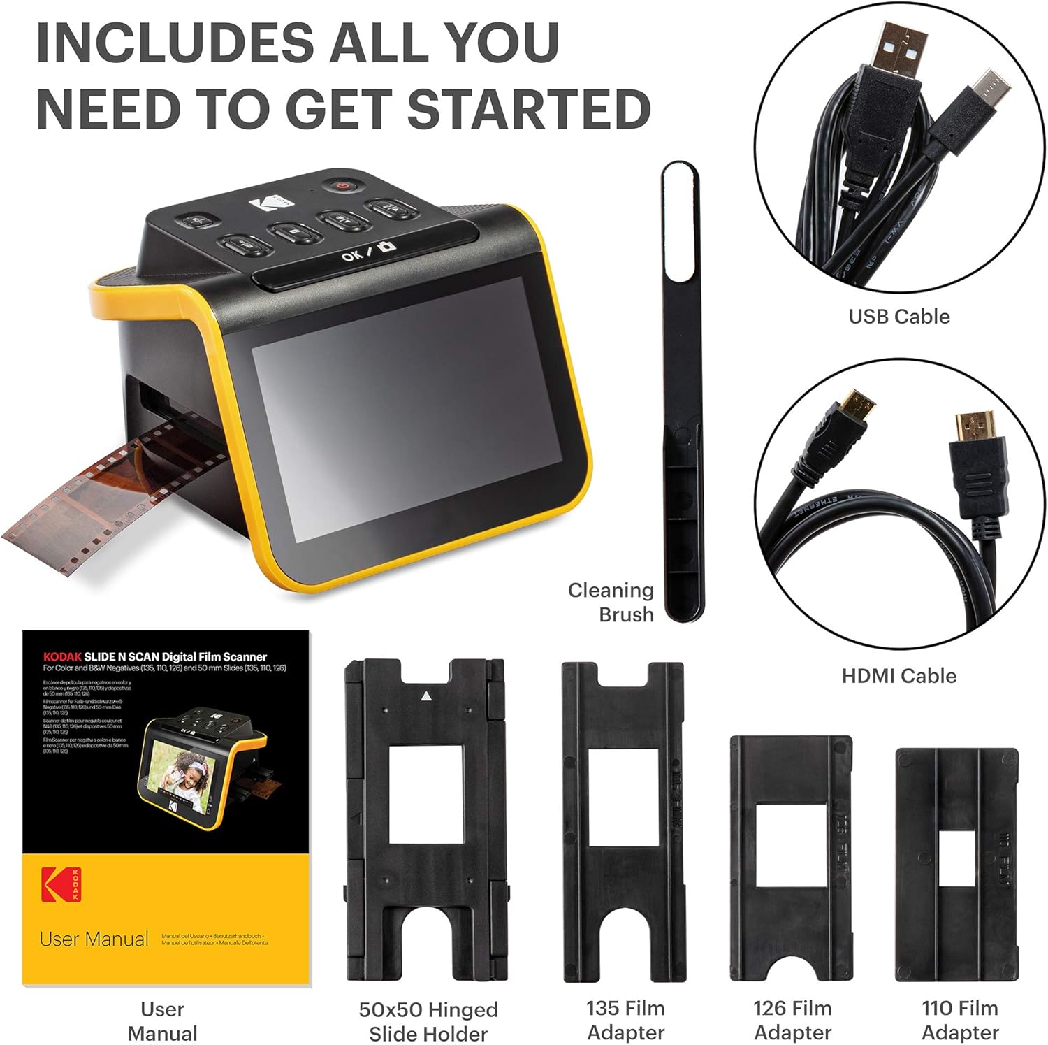 KODAK Slide N Scan avec Grand écran LCD 5 Pouces, convertit Les négatifs et Diapositives Couleur et Noir et Blanc 35 mm, 126, 110 en Haute résolution JPEG 22 MP – Image 4