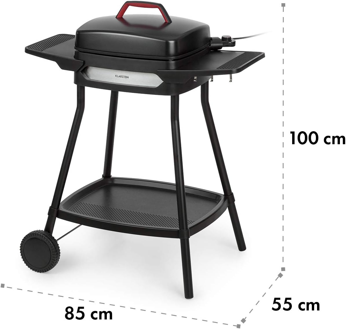 Klarstein Gatsby Gril électrique sur pied Gril de table : 2000 W, EasyGrill Concept, surface de gril: 40 x 36 cm/aluminium moulé sous pression/antiadhésif/couvercle, deux tables d'appoint, noir – Image 9
