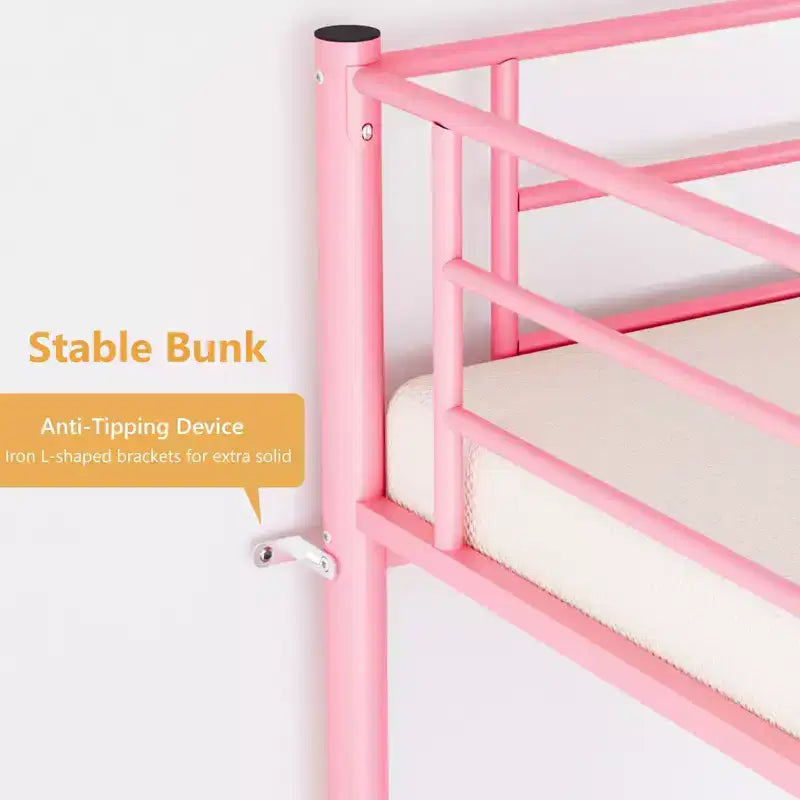 Karl Home Twin Over Twin Steel Bunk Bed Frame Ladder Bedroom Dorm Room for Kids Adult Children – Image 18