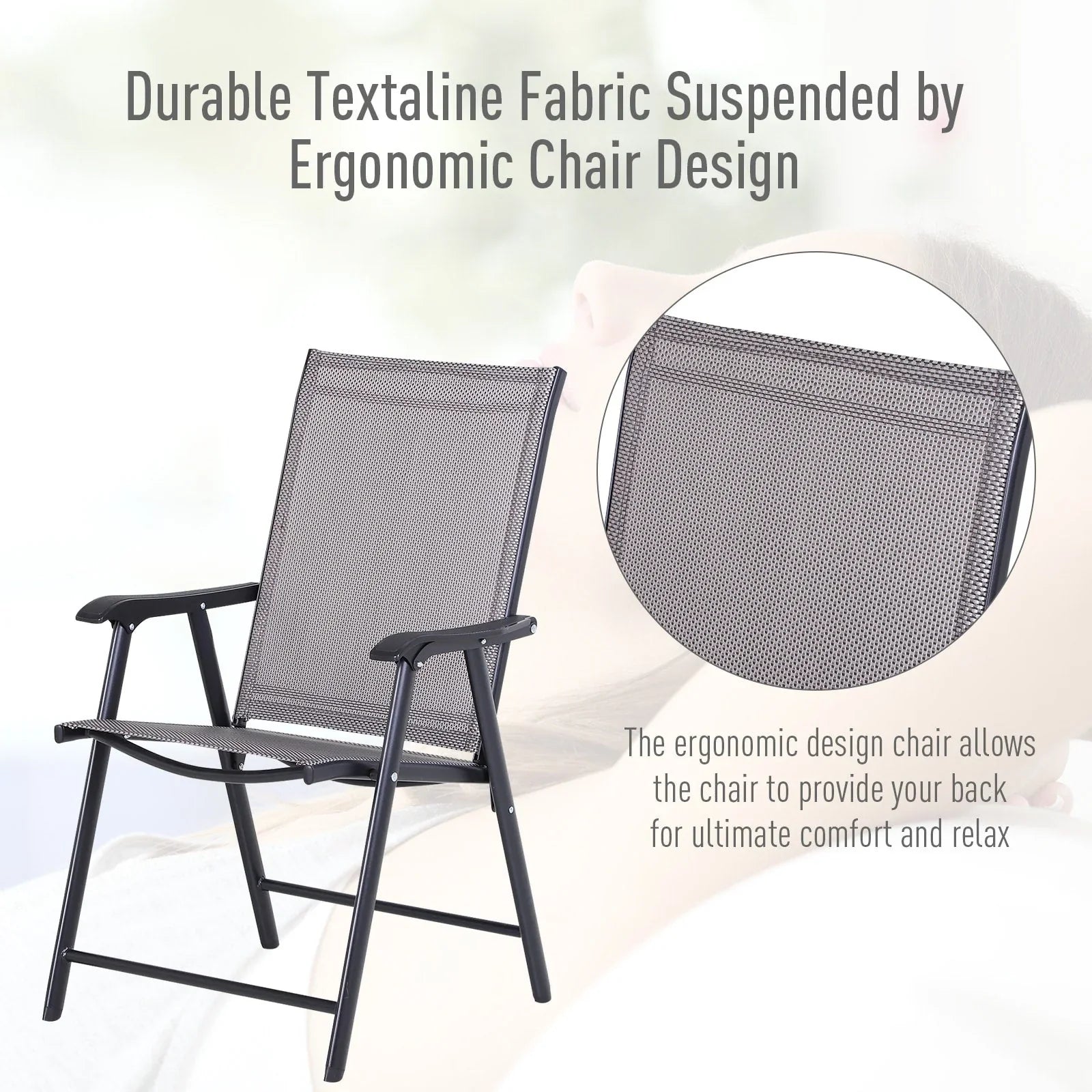 Outsunny 4-piece Folding Patio Chair Set with a Simple & Chic Design, Comfortable for the Deck, Garden, Yard & Travel – Image 22