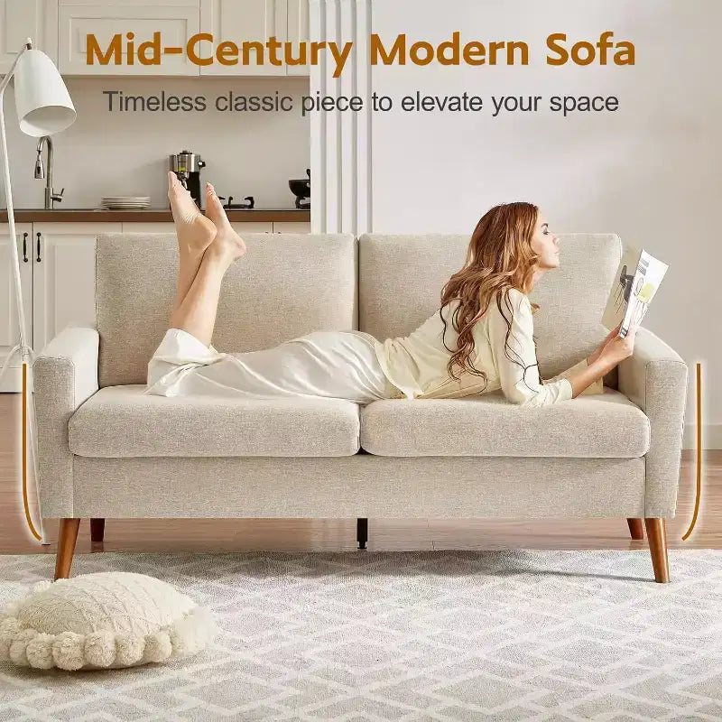 68 Loveseat Sofa Comfy Couch,Modern Loveseat Couches for Living Room/Bedroom,Comfy Sofa with Spring Cushion,Solid Wood,Tool-Free Assembly – Image 45