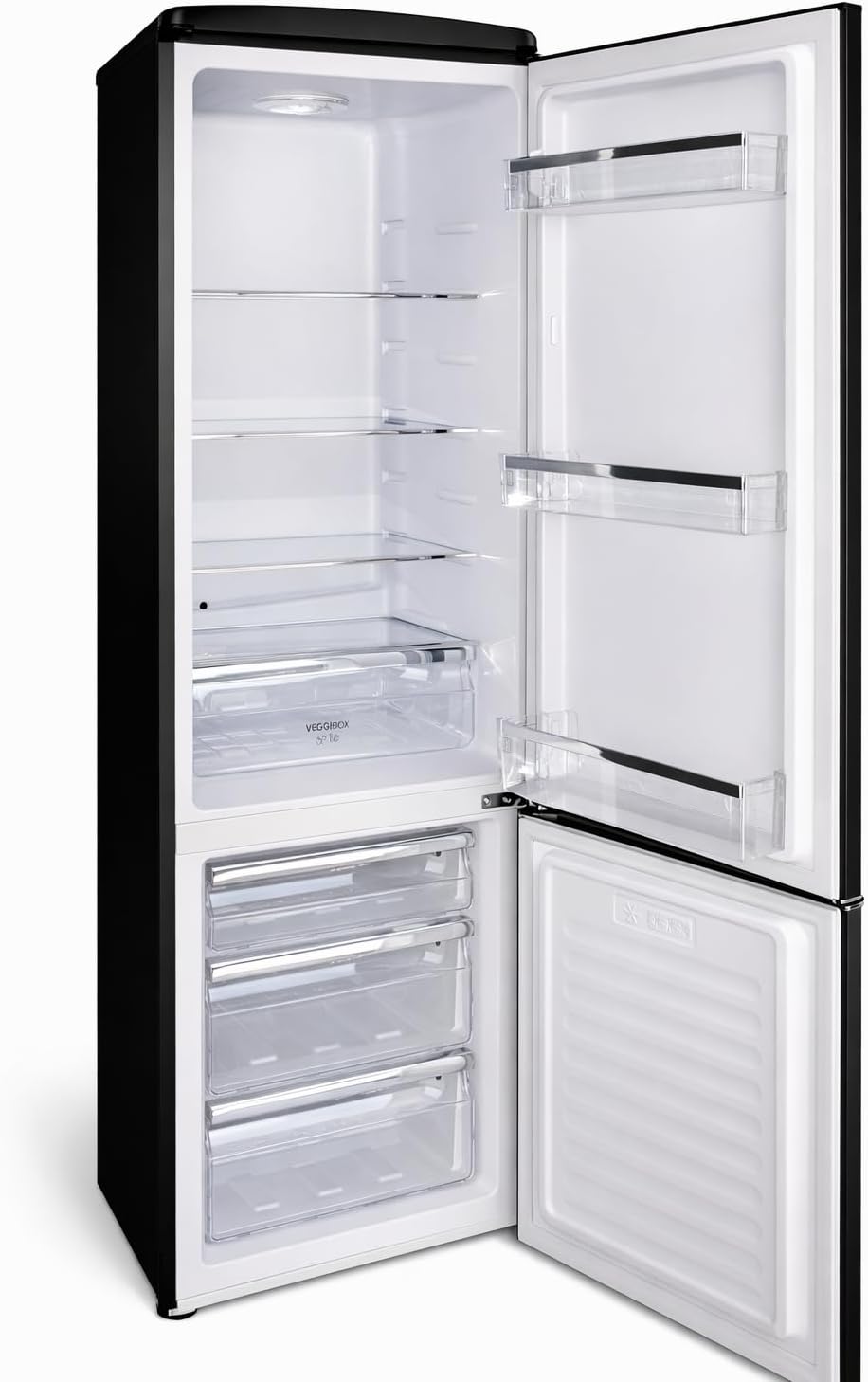DMDK DKB3 Réfrigérateur-Congélateur Combiné Rétro, Noir Mat, 181 cm, No Frost, 244 l, Pose Libre, 55 x 57,50 cm – Image 7