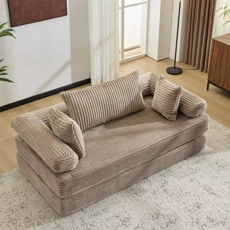 Dark Gray / Gray / Green / Sea Blue Corduroy Convertible Sleeper Sofa Bed, 2-Seater – Image 6
