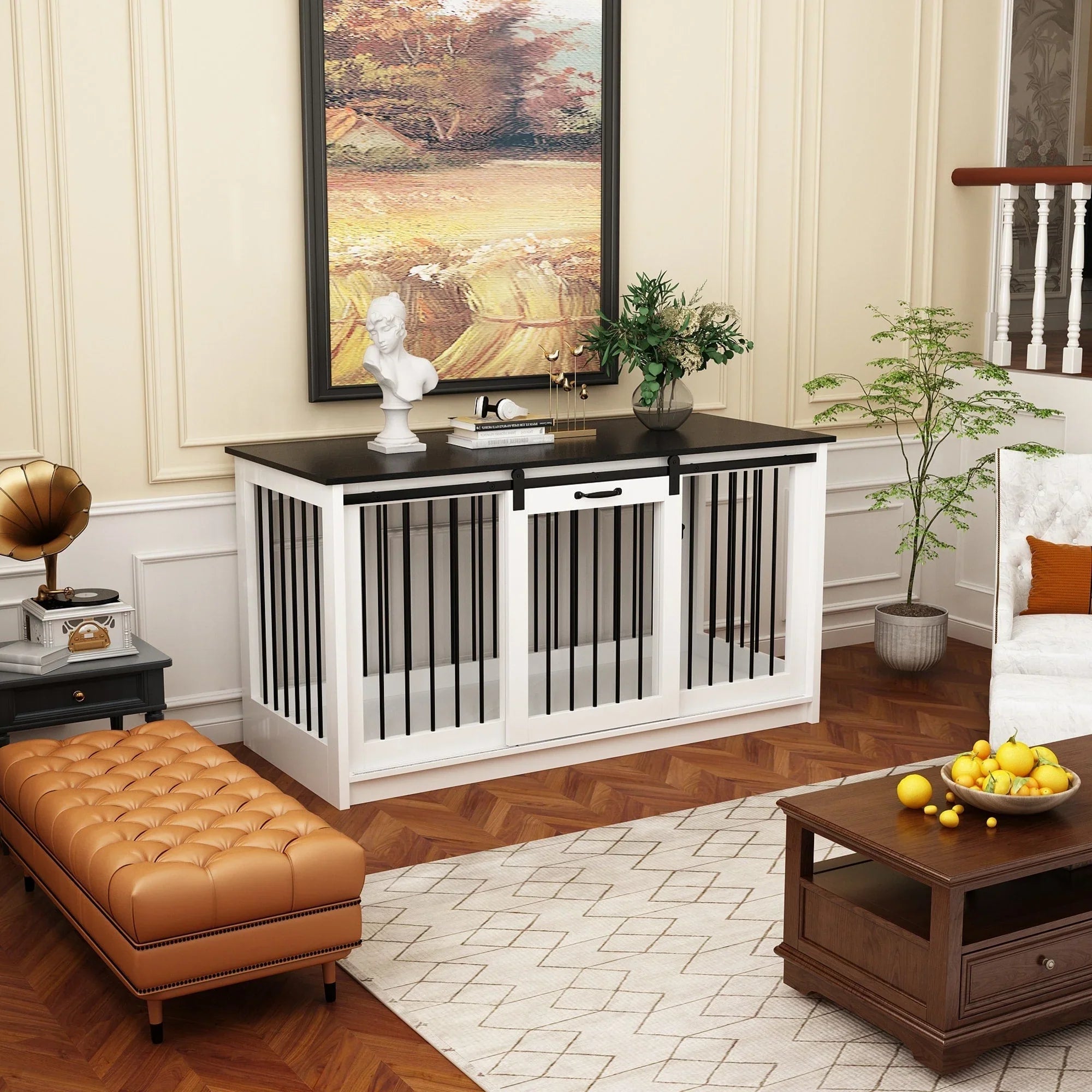Pet Residence with Iron Tube Reinforcement Stylish & Sturdy Dog Crate – Image 40