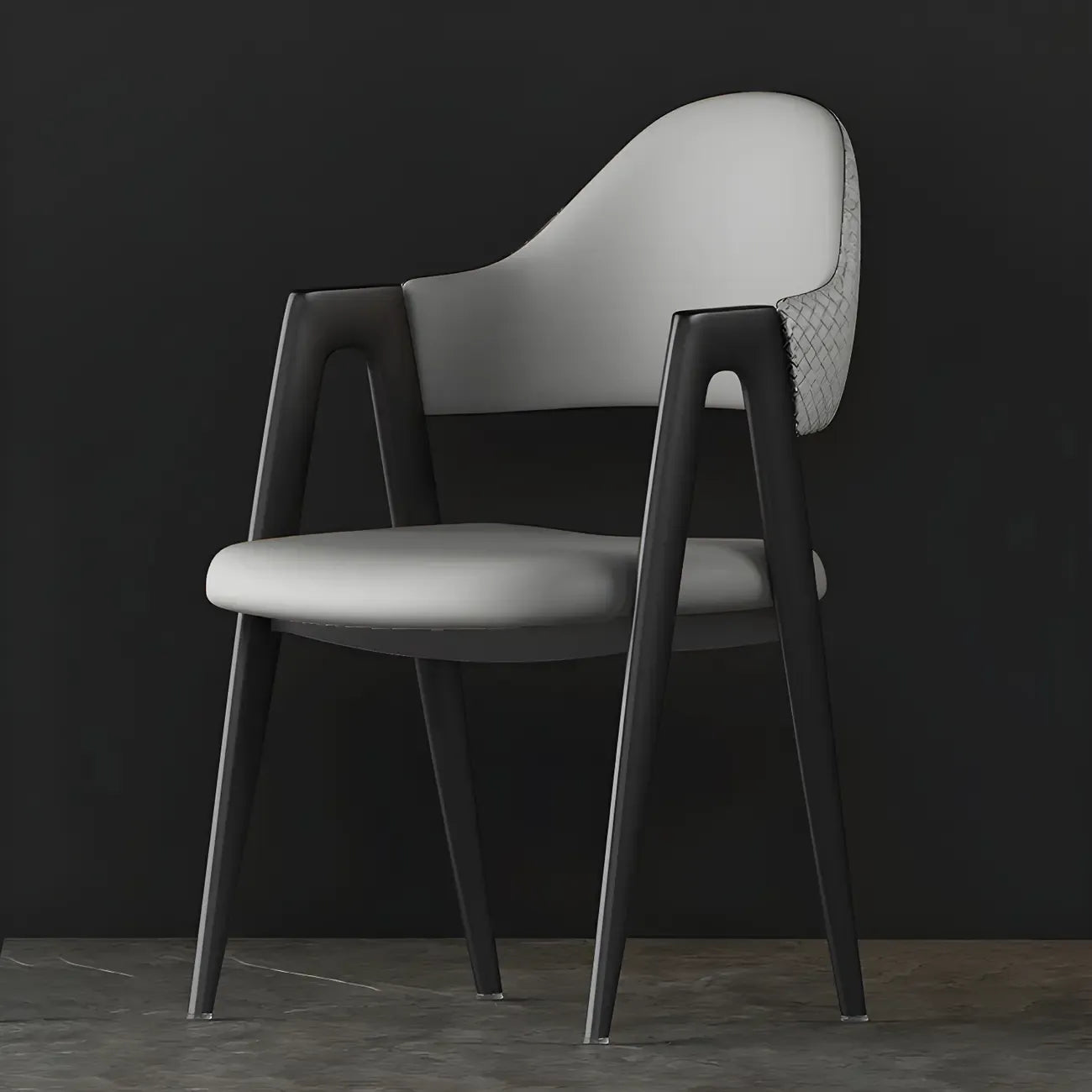 Modern Leather Curved Open Back Arm Dining Chair – Image 26