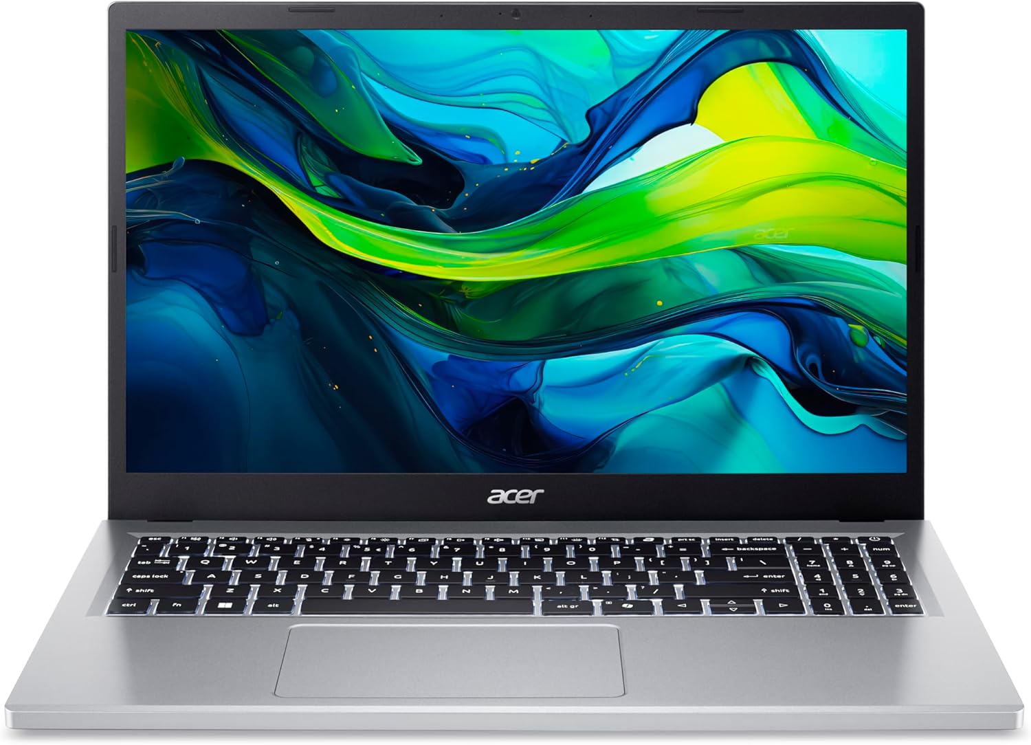 Acer Aspire Go 15 AG15-32P-37MG, Ordinateur Portable 15,6'' Full HD LCD (Core 3-N355, RAM 8 Go, SSD 512 Go,Graphics, Windows 11 Home), Argent, Clavier Français AZERTY