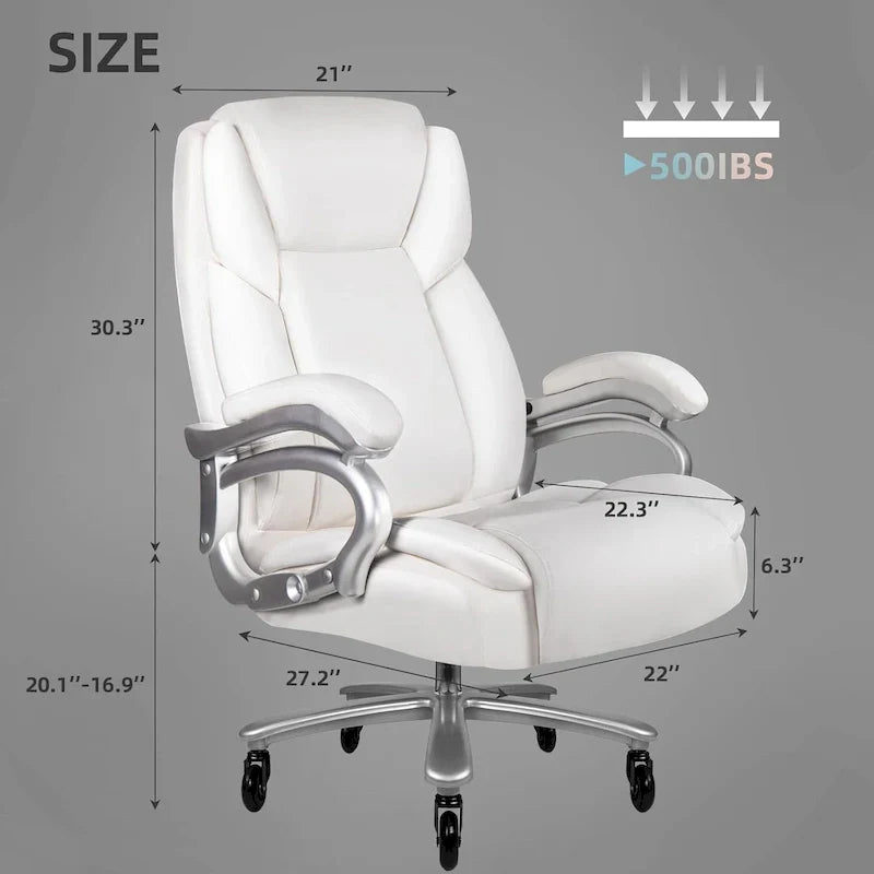 Bossin Big and Tall Executive Office Chair,500LBS Adjustable Lumbar Support Ergonomic Chair with High Back PU Leather Computer – Image 18