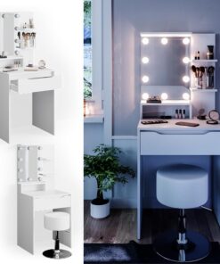 Alternative view of Vicco Coiffeuse Ruben, Blanc, 60 cm avec éclairage LED et Tabouret