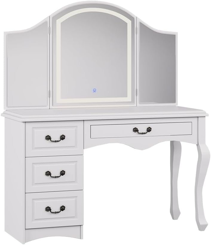 Vicco Coiffeuse Belle, Blanc, 120cm avec éclairage LED à intensité Variable – Image 3