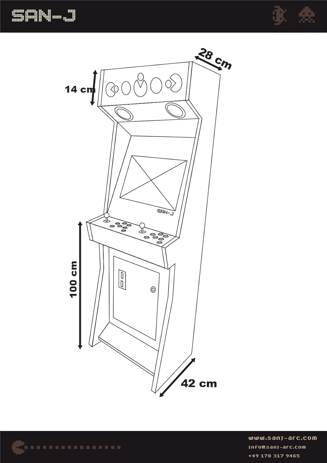 Machine d'arcade rétro en Bois - Fait Main – Borne 2 Joueurs avec +4000 Jeux Classiques, écran LCD 22, Plug & Play – San-J (Nature) – Image 7