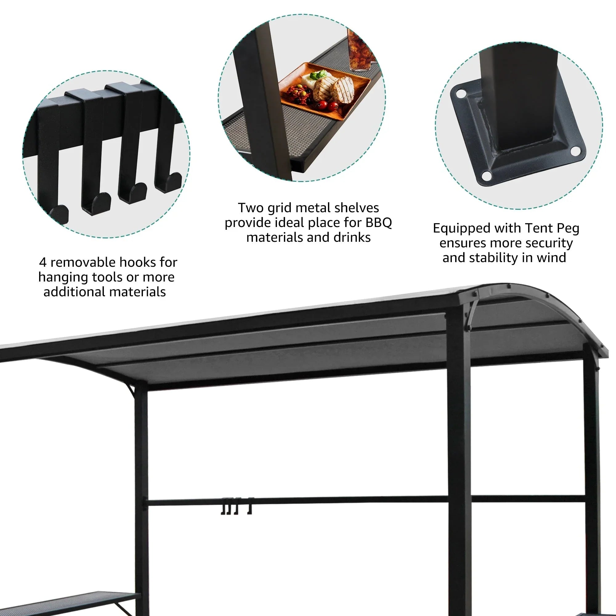 Outdoor 5 ft. x 8 ft. Steel Frame Grill Gazebo Canopy Barbecue Shelter – Image 18