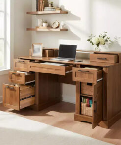 Alternative view of 59 Executive Desk with 6 Drawers, Wooden Computer Desk with File Drawer & Charging Station, Home Office Desk Conference Table for Home Office