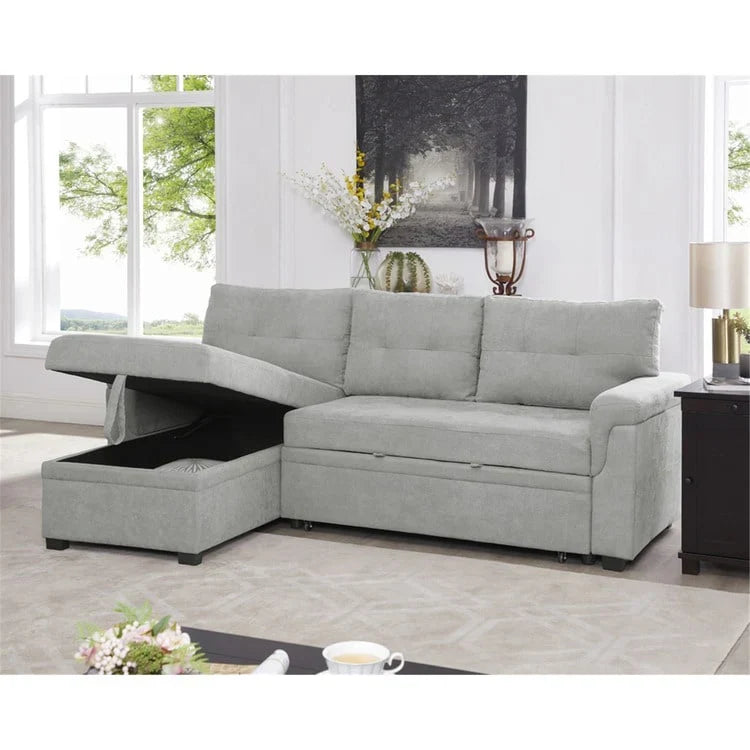 Convertible Reversible Sectional Sofa with Pull-Out Sleeper Bed, Hidden Storage Chaise, and Durable Legs – Image 12