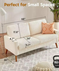 Alternative view of 68 Loveseat Sofa Comfy Couch,Modern Loveseat Couches for Living Room/Bedroom,Comfy Sofa with Spring Cushion,Solid Wood,Tool-Free Assembly