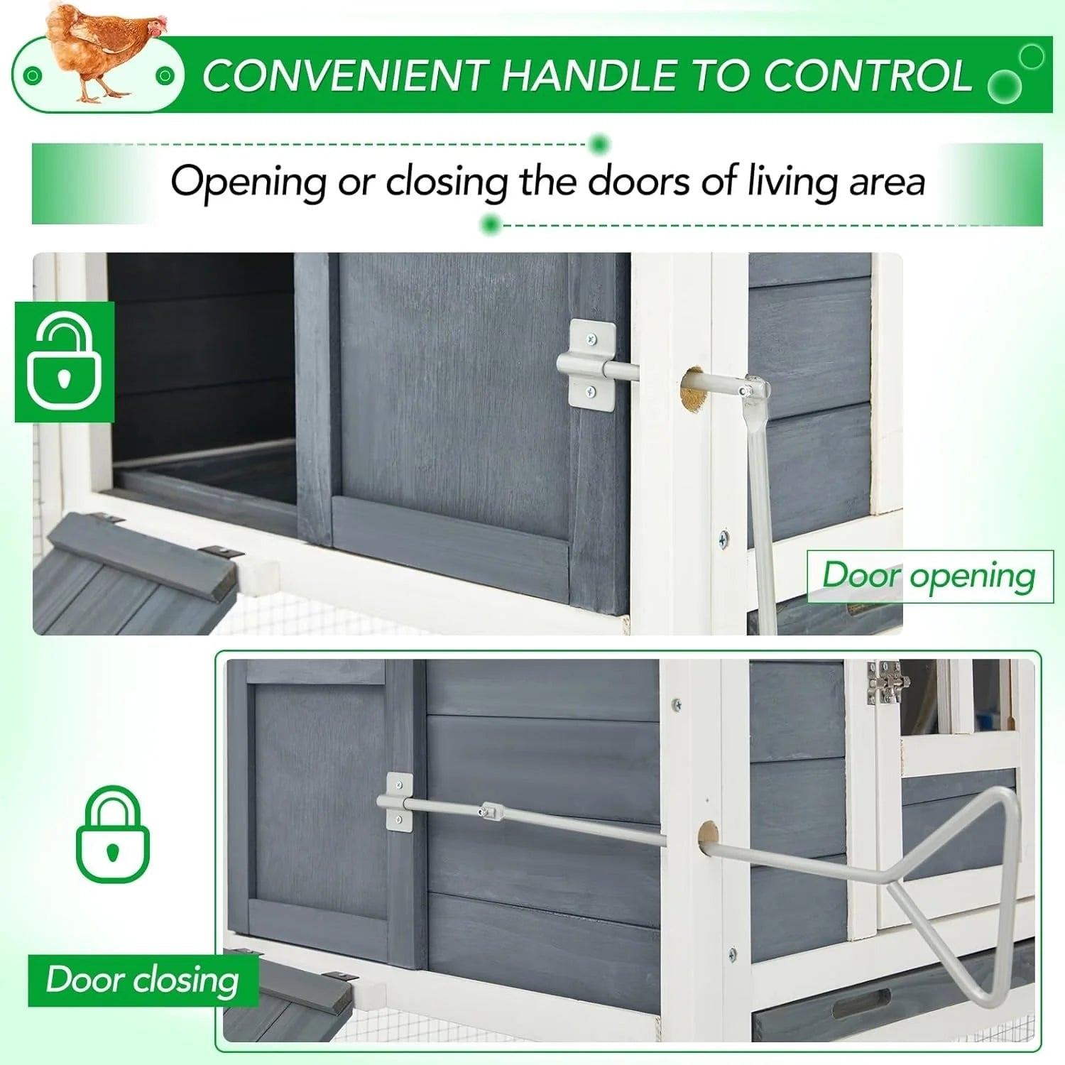 AECOJOY 144'' Large Chicken Coop w/ Run Wooden Hutch Poultry Cage House – Image 15