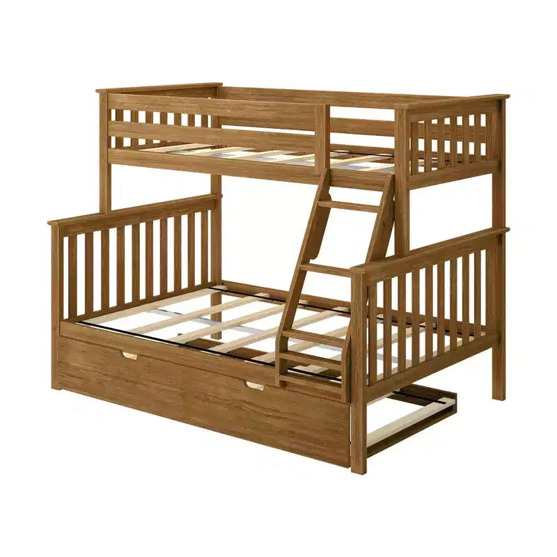 Max & Lily Solid Wood Bunk Bed, Twin over Full with Storage Trundle and Ladder for Kids – Image 17