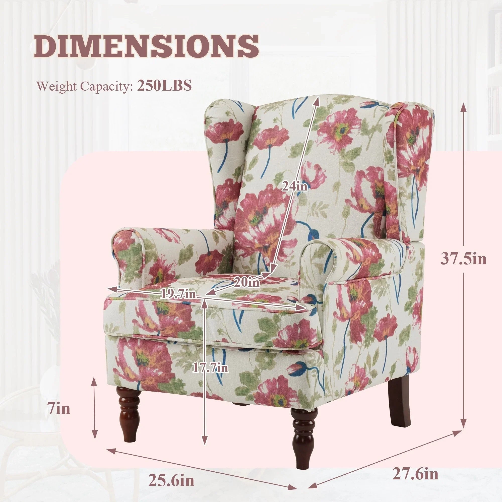 Erommy Modern Accent Chair, High Back Armchair, Upholstered Fabric Button Single Sofa with Wooden Legs for Living Room – Image 158