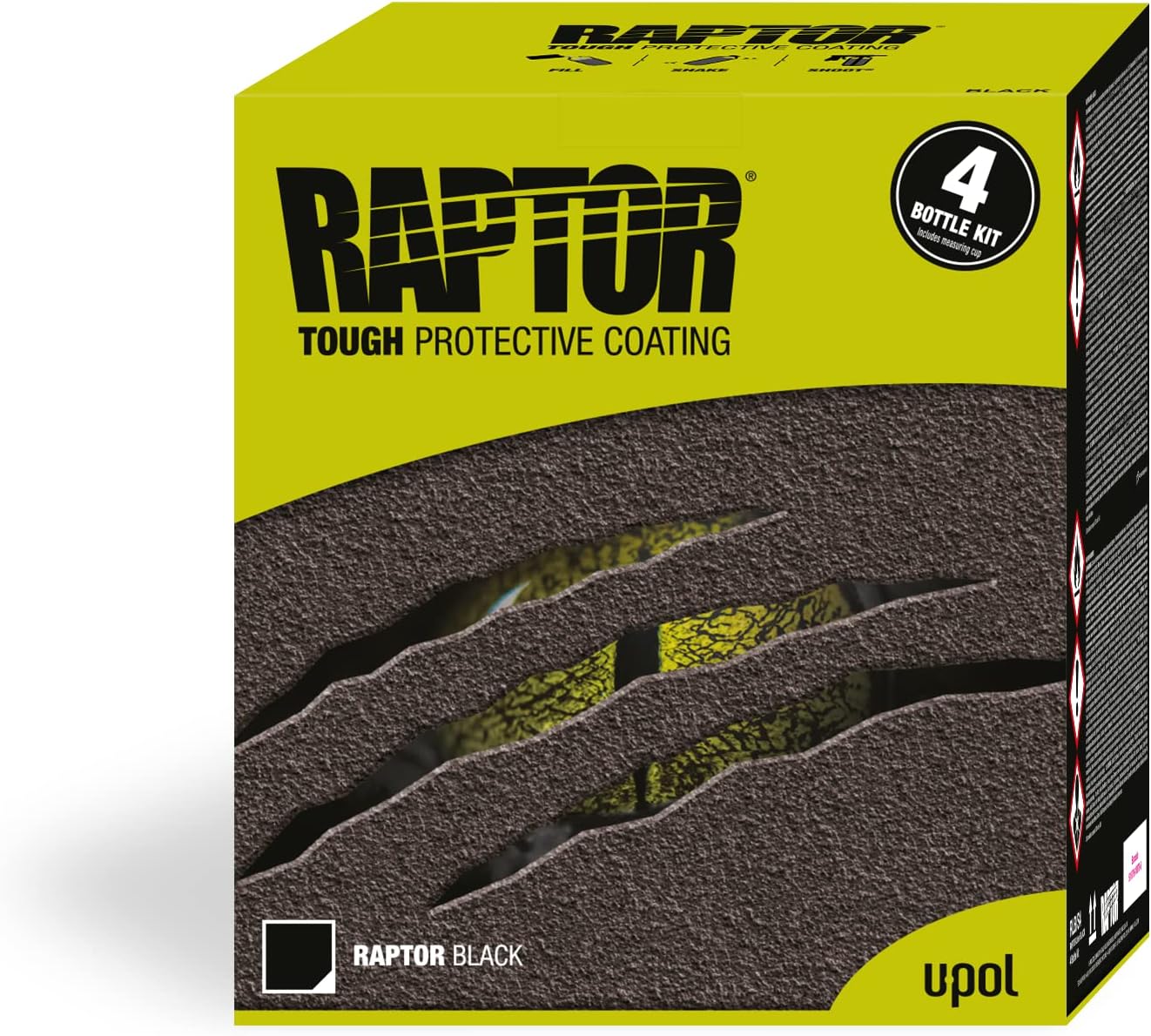 RAPTOR kit de revêtement de protection - 4 bouteilles de 3,79 litres (incluant le durcisseur), noir, avec le pistolet professionnel RAPTOR à buse réglable – Image 6