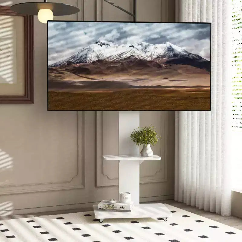 TV Stand for 32-75 TVs, Adjustable Height Mobile TV Cart with Drawer and Wheels for Living Room, Bedroom, Offices -ModernLuxe – Image 6