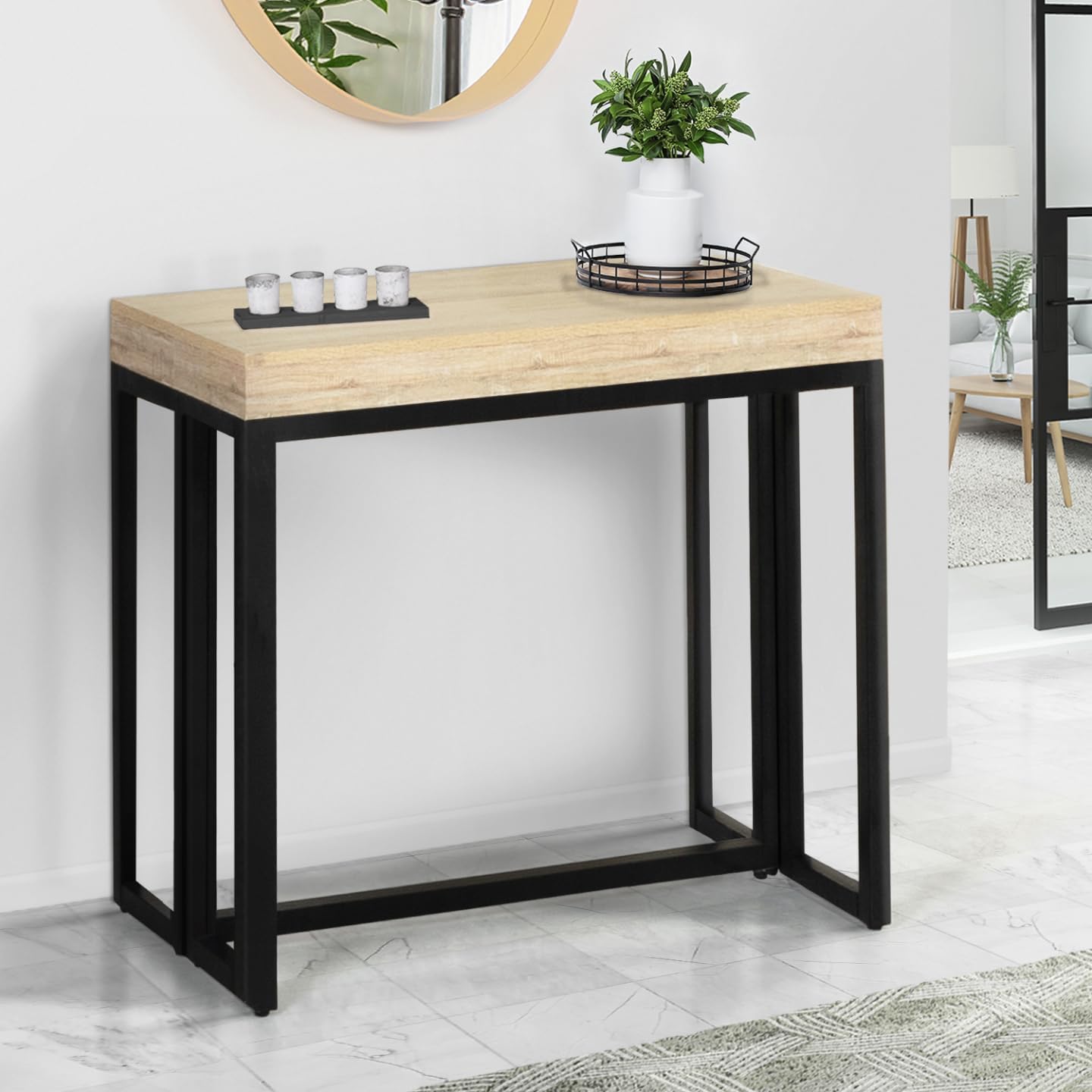 IDMarket - Table Console Extensible Toronto 10 Personnes 235 cm Design Industriel – Image 4