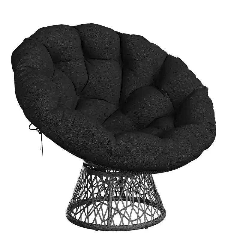 Oversized Rocking Patio Chair, Handwoven Rattan, Ergonomic Wicker Chair, Heavy-Duty Steel Frame, 360 Swivel Base, for Living Room, Bedroom – Image 16
