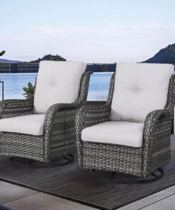 Alternative view of Gymojoy Outdoor Wicker Rocking Lounge Chairs with Swivel Base (Set of 2)