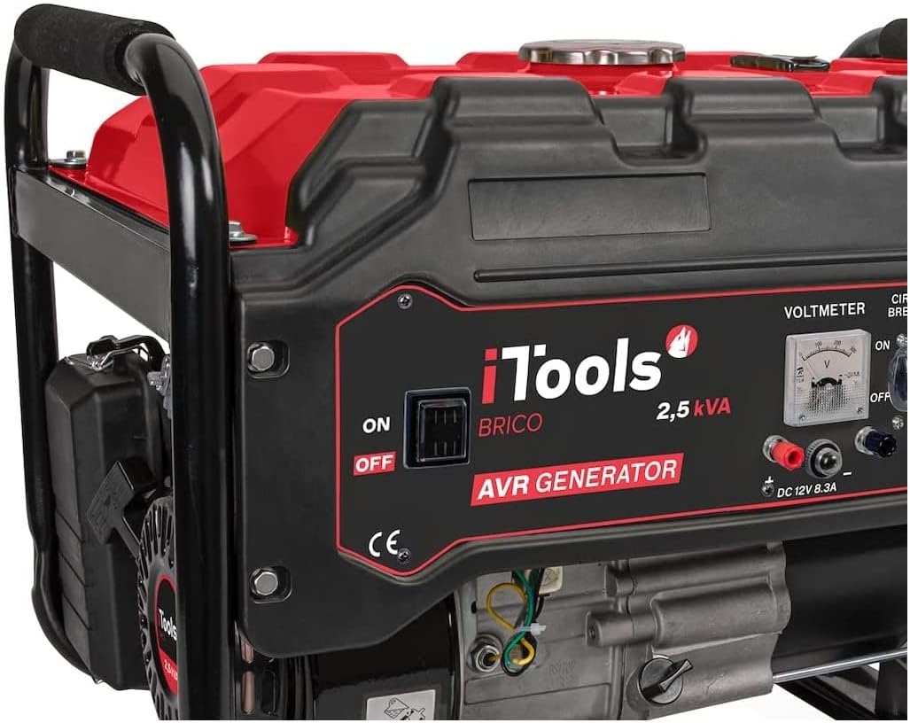 iTools Groupe électrogène 2.5KVA 2500W Max Moteur 4Temps Essence Autonomie 13h 6.5 CV 196 cm³ Protection AVR VITO – Image 2