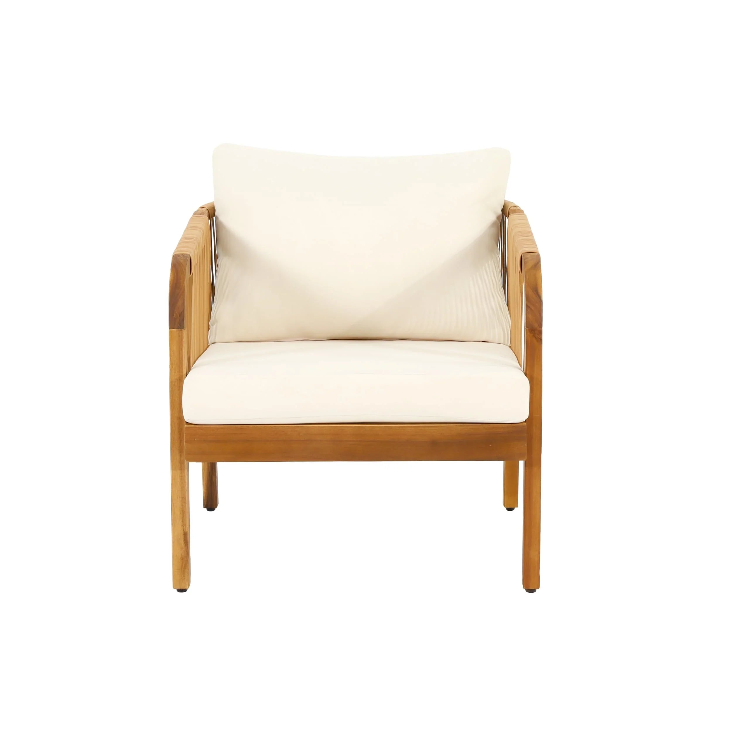 Jabe Outdoor Acacia Wood and Wicker Club Chair Set by Christopher Knight Home – Image 3