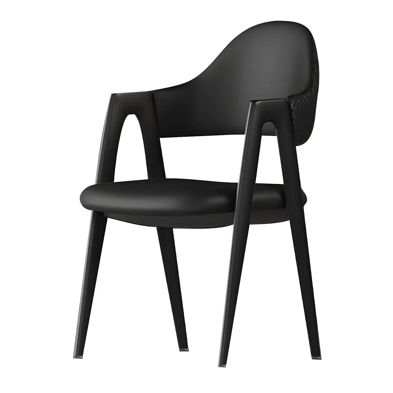Modern Leather Curved Open Back Arm Dining Chair – Image 54