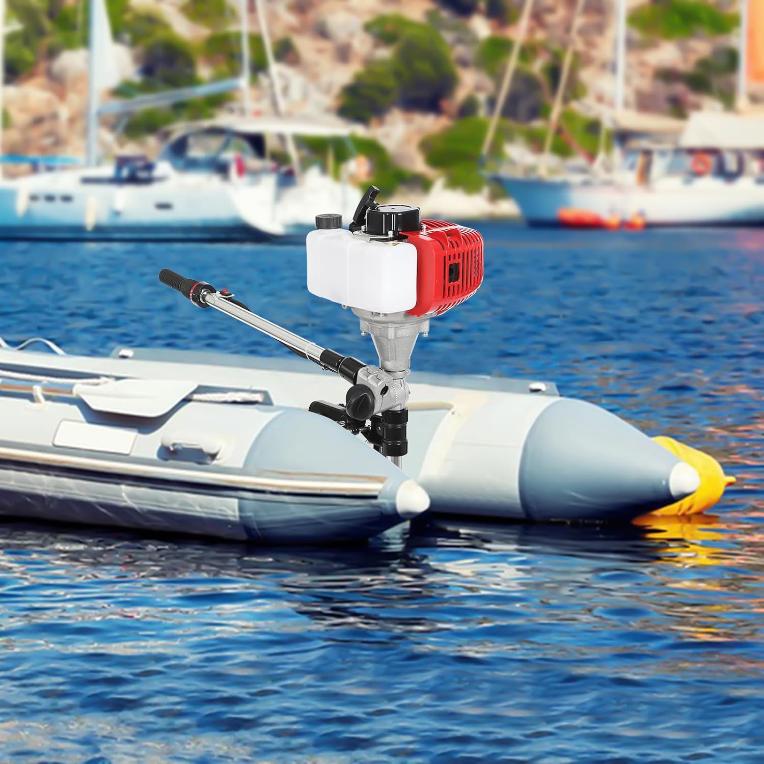 Moteur hors-bord, 4 temps 6 ch, moteur pour bateau à essence, 63 cm³. Refroidi par air. Moteur hors-bord pour bateaux gonflables, bateaux de pêche, kayaks de pêche – Image 9