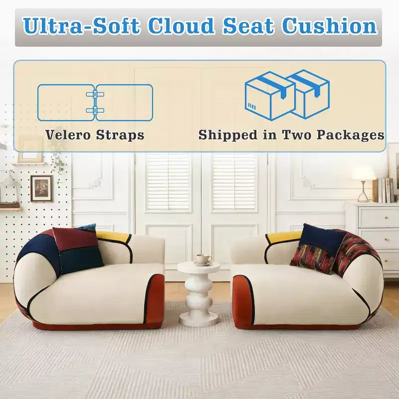 Dyonery 104-inch ultra-large modern curved sofa, sectional floor lounge sofa, equipped with cushions, no assembly required – Image 8