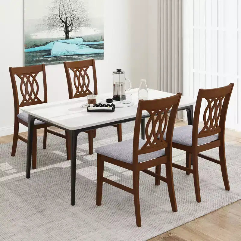 Costway Dining Chairs Set of 4 w/Padded Seat Hollowed Backrest & Rubber Wood Frame – Image 7