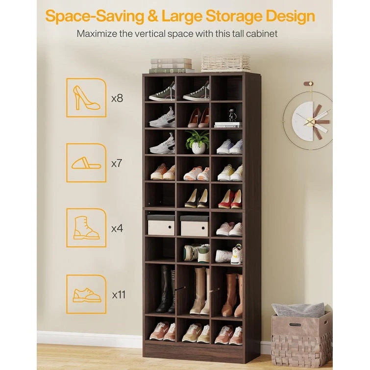 30 Pairs Tall Shoe Cabinet, 10 Tiers White Wooden Shoe Storage Rack for Closet, Entryway - 10-tier – Image 29