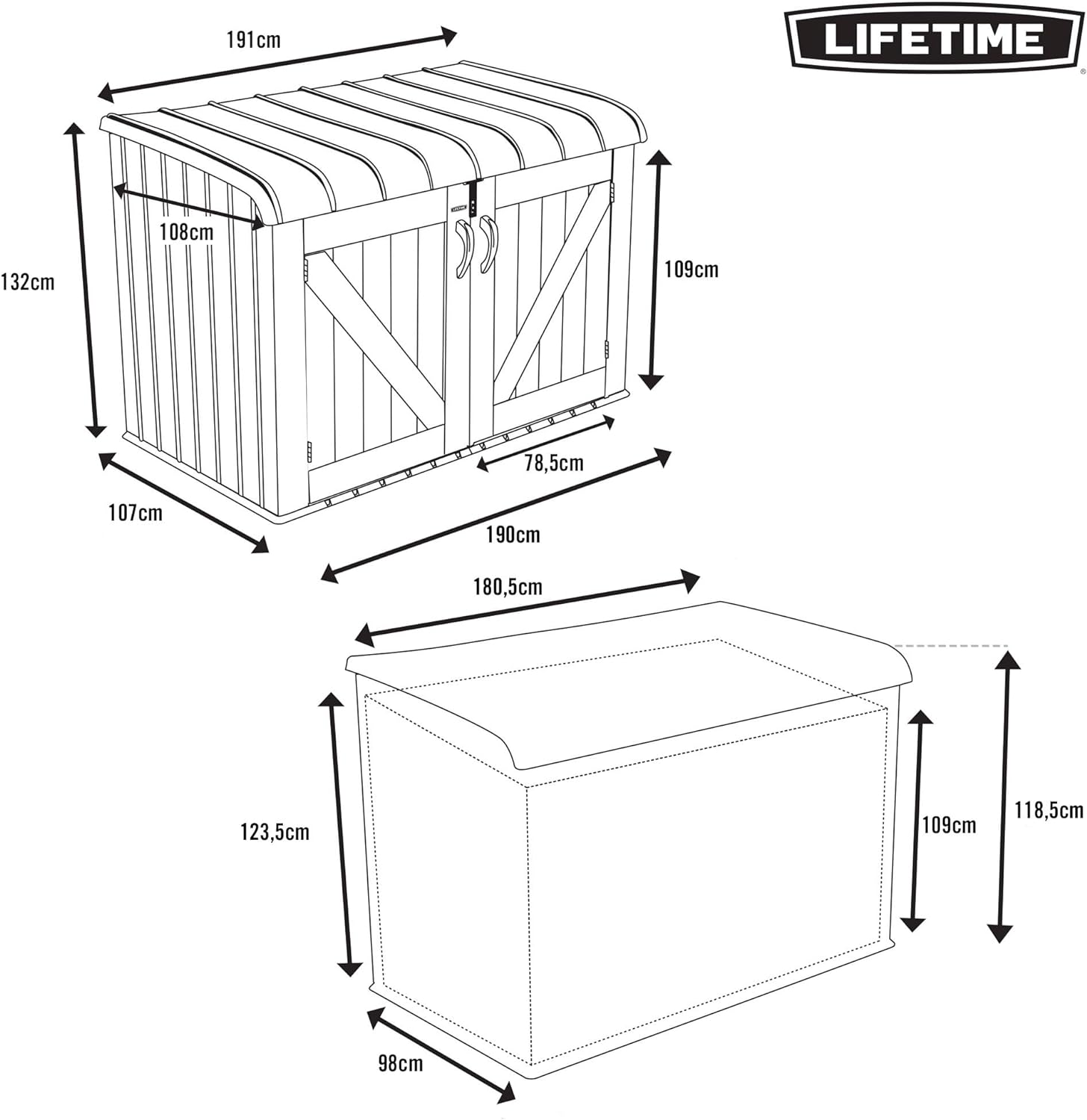 Lifetime Coffre de Rangement extérieur Tan 191,1 x 107,3 x 132,2 cm – Image 3