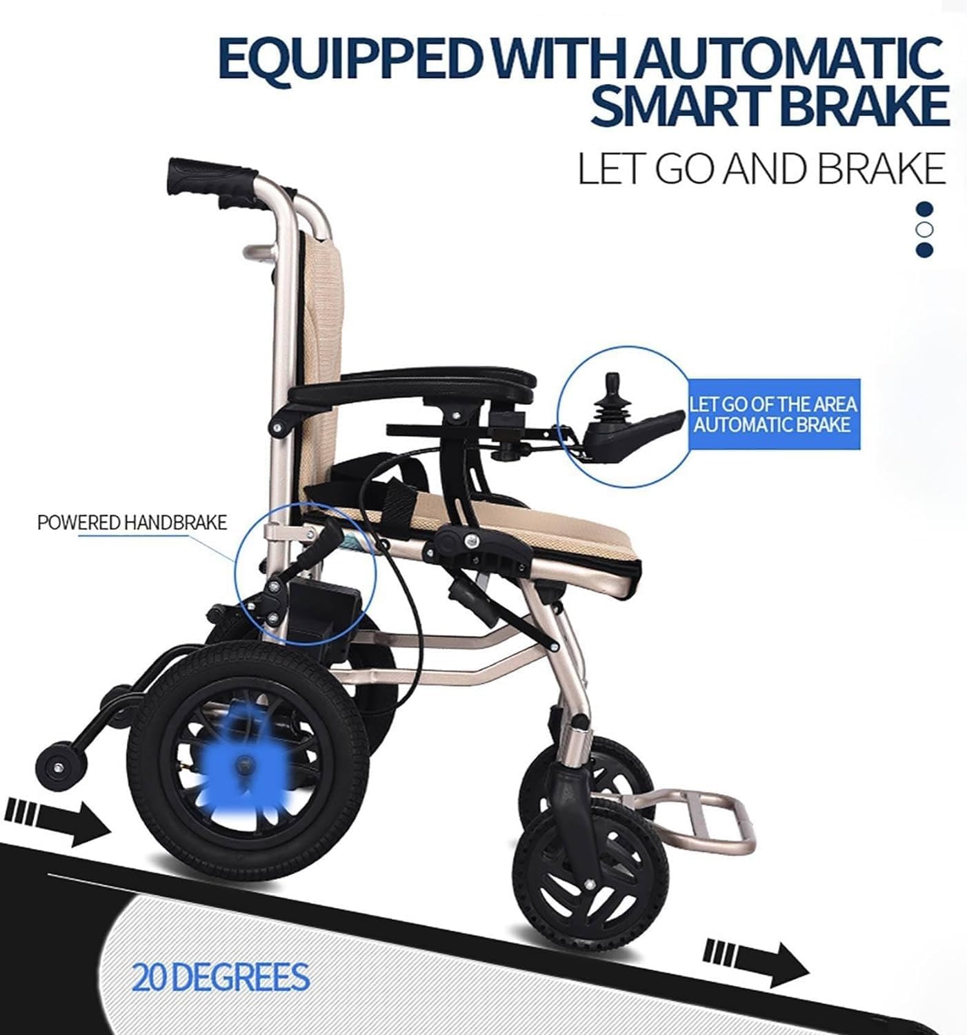 Fauteuil Roulant Electrique Pliable Ultra Leger, Fauteuil Roulant Autopropulsé À Double Fonction Compact Mobility Aid Wheelchairs pour Personnes Âgées Handicapées Mobility Vehicles – Image 5