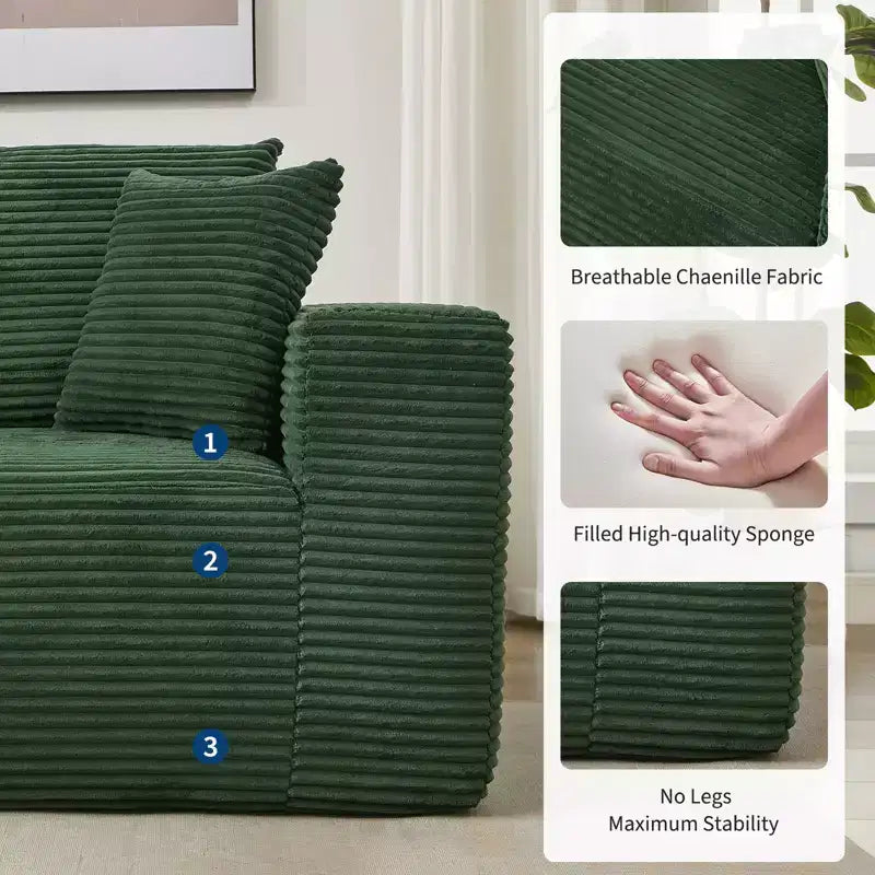 108 Modern Sofa Couch, 3 Seater Upholstered L Shaped Sofa with Pillows, Deep Seat Sofa, No Assembly Required – Image 29